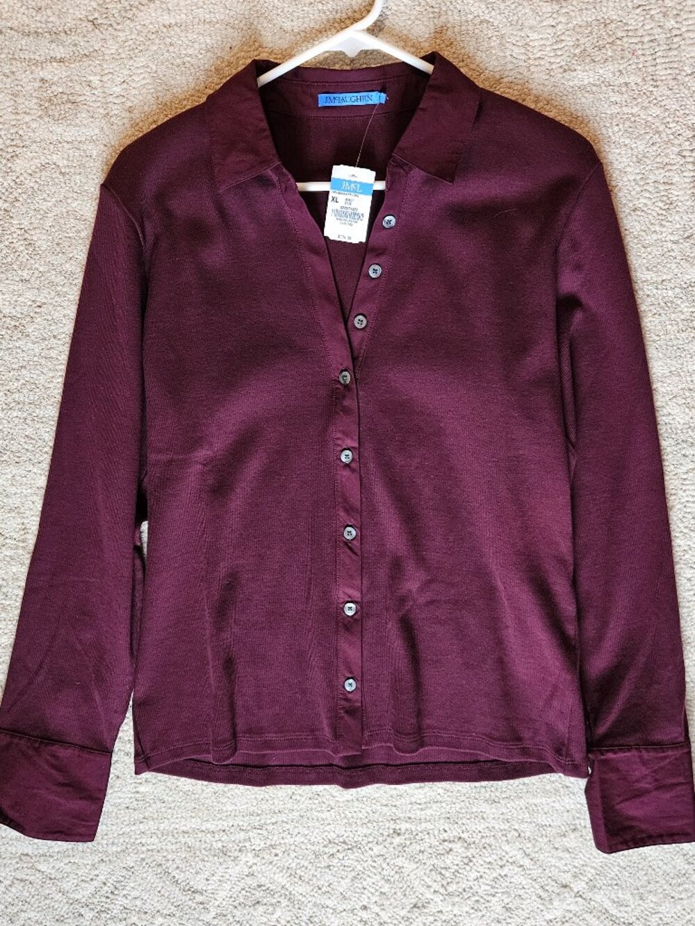 J. McLaughlin Theodora Shirt XL Bordeaux Red or Purple Maroon NEW Collared Top